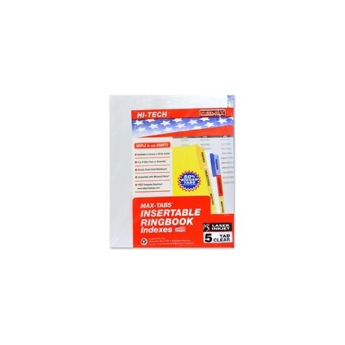 Kleer-Fax 3-HP Insertable Index Dividers - 5 Tab(s) - 8.5" Divider Width x 11" Divider Length - Letter - 3 Hole Punched - White Divider - Clear Tab(s) - 5 / Set
