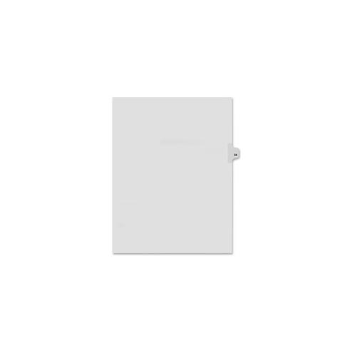 Kleer-Fax Legal Exhibit Numbered Index Dividers - Printed Tab(s) - Digit - 34 - 8.5" Divider Width x 11" Divider Length - Letter - White Divider - 25 / Pack
