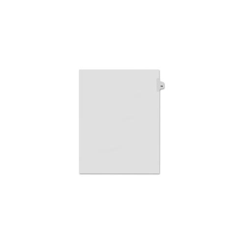 Kleer-Fax Legal Exhibit Numbered Index Dividers - Printed Tab(s) - Digit - 78 - 8.5" Divider Width x 11" Divider Length - Letter - White Divider - 25 / Pack