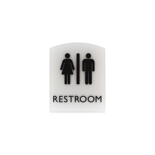 Lorell Restroom Sign - 1 Each - 6.8" Width x 0.8" Height - Easy Readability, Braille - Light Gray