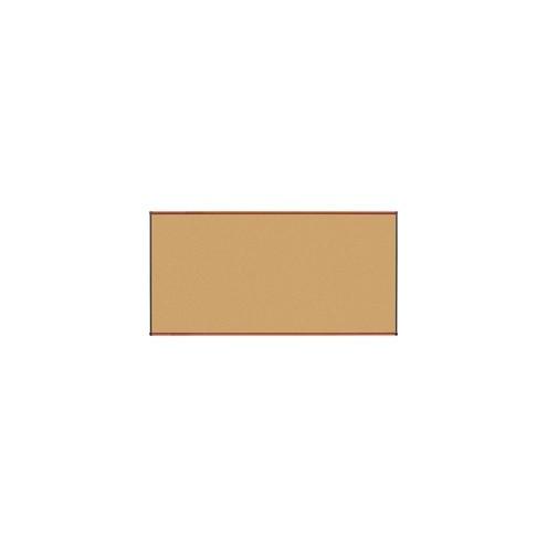 Lorell Bulletin Board - 96" Height x 48" Width - Natural Cork Surface - Durable, Self-healing - Cherry Wood Frame - 1 Each