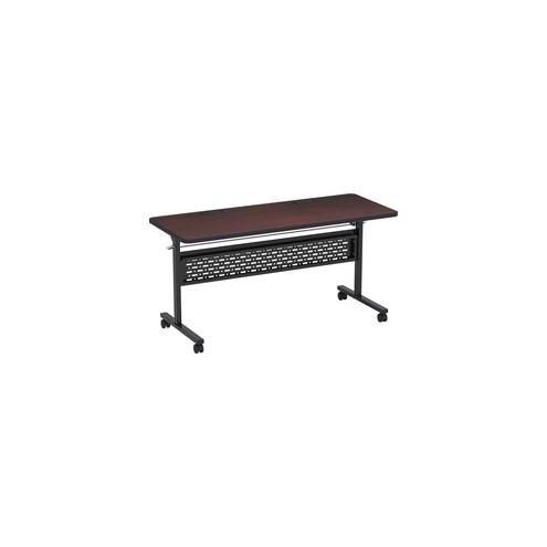 Lorell Flip Top Training Table - Mahogany Triangle, High Pressure Laminate (HPL) Top - 60" Table Top Width x 24" Table Top Depth - 30" Height - Assembly Required