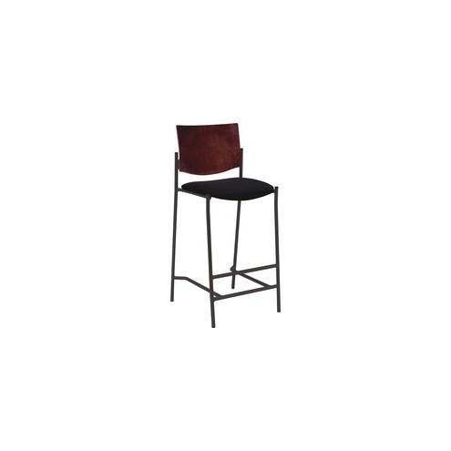 Lorell Cafe Barstool - Black Vinyl Seat - Mahogany Wood, Plywood Back - Steel Frame - Mahogany - 17.50" Seat Width - 22" Width x 19" Depth x 45" Height - 1 Each