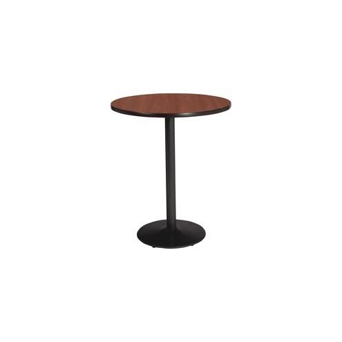 Lorell Bistro-Height Laminate Table with Base - Laminated Round, Mahogany Top - Round Base - 1.25" Table Top Thickness x 36" Table Top Diameter - Steel