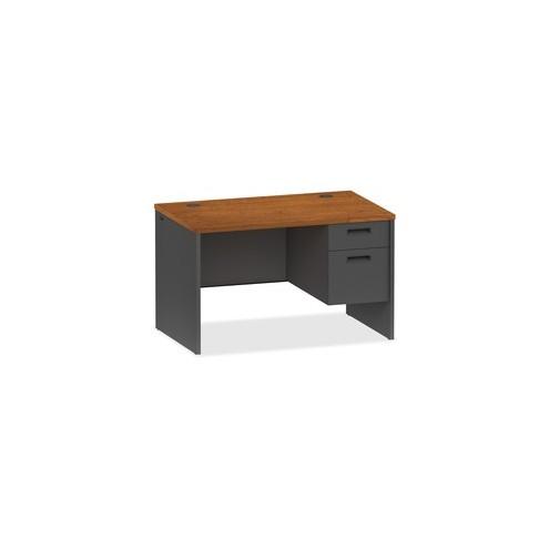 Lorell Cherry/Charcoal Pedestal Desk - 2-Drawer - 48" x 30" x 29.5" - 2 x Box Drawer(s), File Drawer(s) - Single Pedestal on Right Side - Material: Steel - Finish: Cherry, Charcoal