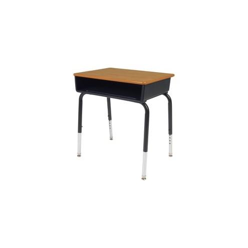 Lorell Book Box Student Desks - 2/CT - Medium Oak Rectangle Top - 18" Table Top Width x 24" Table Top Depth - 30" Height - Assembly Required - Black - Plastic
