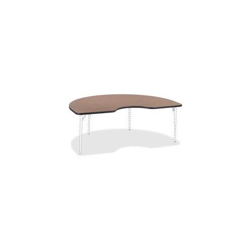 Lorell Medium Oak Kidney Shaped Activity Tabletop - High Pressure Laminate (HPL) Kidney-shaped, Medium Oak Top - 72" Table Top Width x 48" Table Top Depth x 1.13" Table Top Thickness