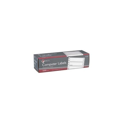 Maco High Speed Data Processing Labels - 3 1/2" Width x 15/16" Length - White - 5000 / Box