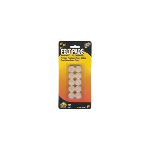 Master Mfg. Co Scratch Guard® Felt Circles, Self-adhesive - Polyester Felt, 3/16" Thick, 3/4" Dia., Beige, 20/pk