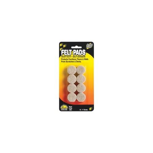 Master Mfg. Co Scratch Guard® Felt Circles, Self-adhesive - Polyester Felt, 1" Dia., 3/16" Thick, Beige, 16/pk
