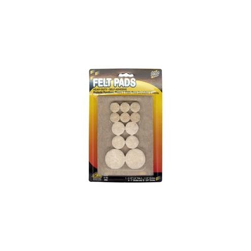 Master Mfg. Co Scratch Guard® Felt Pads, Combo Pack - Polyester Felt, 3/16" Thick, Beige, 25/pk: 1 ea. pad, 4 ea. 1-1/2" Dia., 8 ea. 1" Dia., 12 ea. 3/4" Dia. Circles