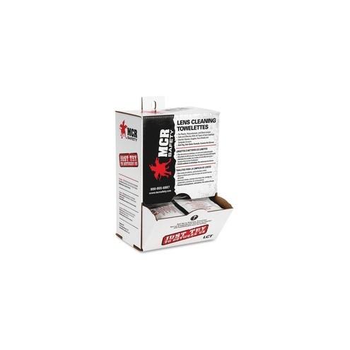 Crews Lens Cleaning Towelettes - For Goggle, Face Shield, Glasses, Lens - Anti-static, Anti-fog, Pre-moistened - 100 / Box