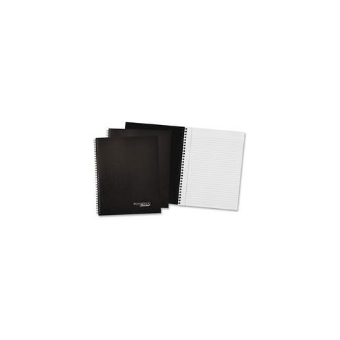 Mead Wirebound Business Notebook - 80 Sheets - Twin Wirebound - 20 lb Basis Weight - 7 1/4" x 9 1/2" - Black Cover - Perforated, Easy Tear - 3 / Pack