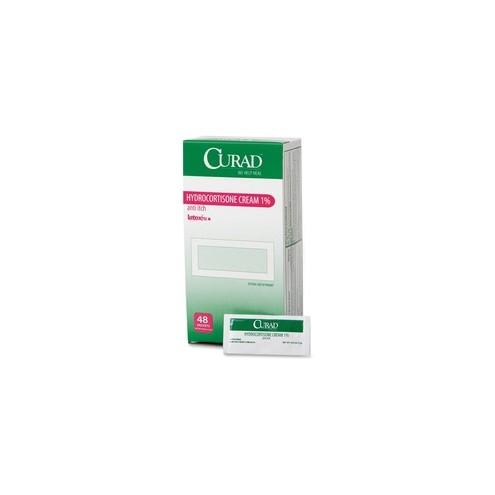 Curad Hydrocortisone Cream 1 Pct Packets - For Eczema, Allergic Rashes, Psoriasis - 0.05 oz - 48 / Box