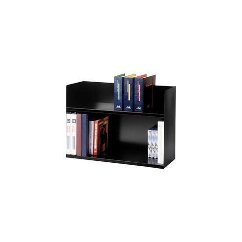MMF Two-Tier Book Rack - 2 Tier(s) - 20" Height x 29.1" Width x 10.4" Depth - Desktop - Recycled - Black - Steel - 1Each