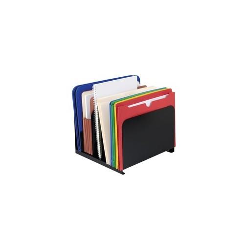 MMF 5-Compartment Vertical Organizers - 5 Compartment(s) - 2" - 8.1" Height x 12" Width x 11" Depth - Desktop - Recycled - Black - Steel - 1Each