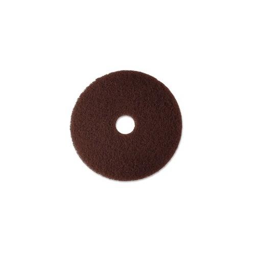 3M Brown Stripper Pad 7100 - 20" Diameter - 5/Carton x 20" Diameter - Fiber - Brown