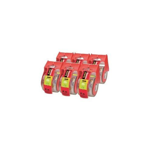 Scotch Sure Start Packaging Tape - 22.20 yd Length x 1.88" Width - 2.6 mil Thickness - 1.50" Core - Synthetic Rubber Backing - Dispenser Included - Handheld Dispenser - 6 / Pack - Clear
