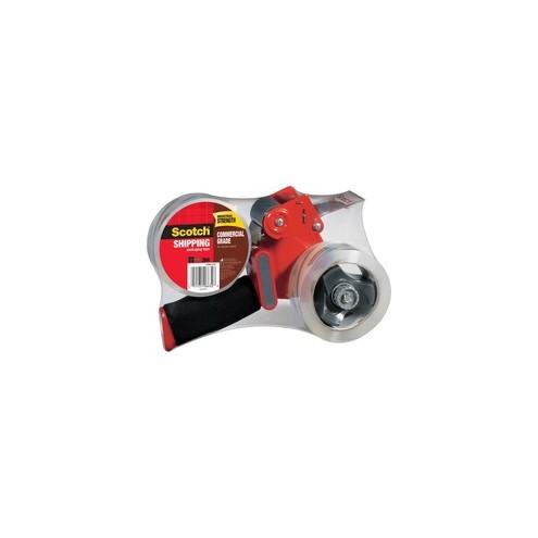 Scotch Commercial-Grade Shipping/Packaging Tape - 54.60 yd Length x 1.88" Width - 3.1 mil Thickness - 3" Core - Synthetic Rubber Resin Backing - Pistol Grip Dispenser - 2 / Pack - Clear