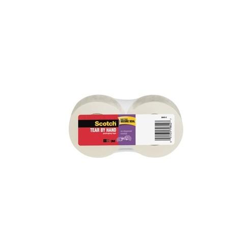 Scotch Tear-By-Hand Mailing Packaging Tape - 50 yd Length x 1.88" Width - 2.8 mil Thickness - 1.50" Core - Synthetic Rubber Resin - 2.80 mil - Rubber Resin Backing - 2 / Pack - Clear