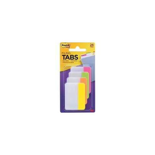 Post-it® Durable Tabs - Write-on Tab(s) - 1.50" Tab Height x 2" Tab Width - Assorted Tab(s) - 24 / Pack