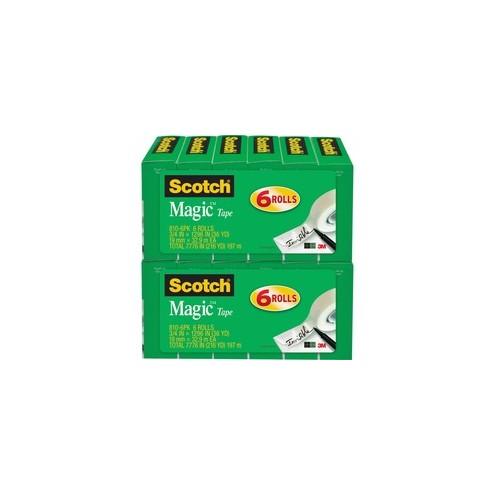 Scotch 3/4"W Magic Tape - 36 yd Length x 0.75" Width - 1" Core - 12 / Bundle - Clear