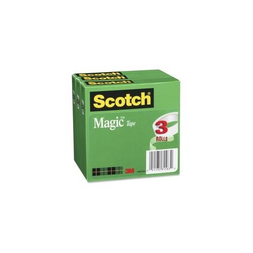 Scotch 3/4"W Magic Tape - 27.78 yd Length x 0.75" Width - 1" Core - 3 / Pack - Matte Clear