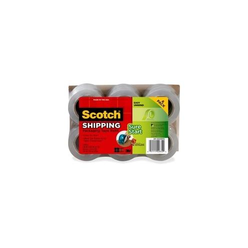 Scotch Sure Start Packaging Tape - 22.20 yd Length x 1.88" Width - 2.6 mil Thickness - 1.50" Core - Synthetic Rubber Resin - 6 / Pack - Clear