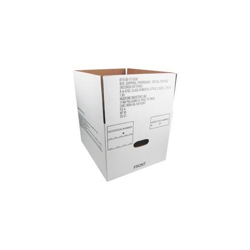 SKILCRAFT Fiberboard Storage Box - Internal Dimensions: 12" Width x 14.75" Depth x 9.50" Height - Fiberboard - White - Recycled - 25 / Pack