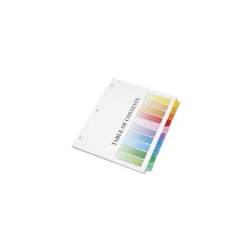 SKILCRAFT Binder Tabbed Index Sheet - 10 Printed Tab(s) - Digit - 1-10 - 8.5" Divider Width x 11" Divider Length - Letter - Assorted Divider - Assorted Tab(s) - 10 / Set