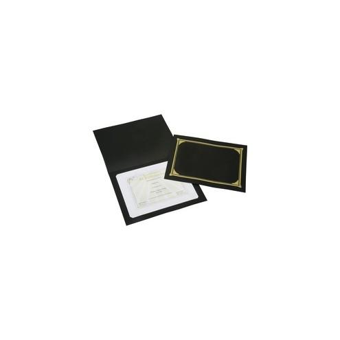 SKILCRAFT Gold Foil Cover Document Holders - Letter, A4 - 8 1/2" x 11" , 210" x 297" Sheet Size - Linen - Black - 5 / Pack