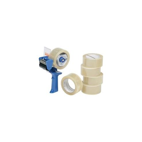 SKILCRAFT 7510-01-579-6872 Packaging Tape with Dispenser - 55 yd Length x 2" Width - Polypropylene - 3.10 mil - Acrylic Backing - Dispenser Included - Pistol Grip Dispenser - 6 / Pack - Clear