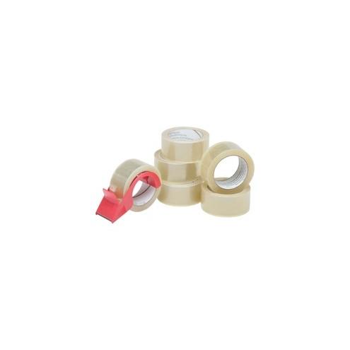SKILCRAFT 7510-01-579-6873 Packaging Tape with Dispenser - 55 yd Length x 2" Width - Polypropylene - 3.10 mil - Acrylic Backing - Dispenser Included - 6 / Pack - Clear
