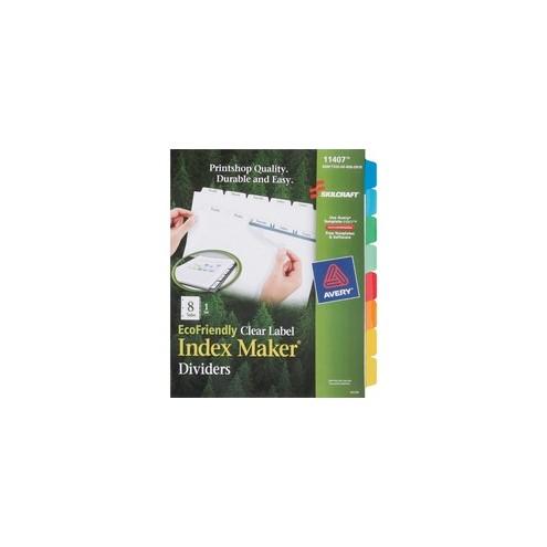 SKILCRAFT 8-Tab Set Index Maker Dividers - 8 Print-on Tab(s) - 8.5" Divider Width x 11" Divider Length - Letter - Assorted Tab(s) - 1 Set