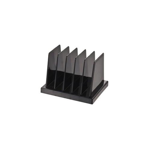 OIC Compact Desk Sorter - 5 Compartment(s) - 5" Height x 4.1" Width x 3.5" Depth - Desktop - Black - Plastic - 1Each