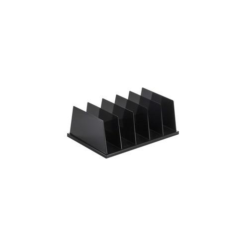 OIC 5-Compartment Desktop Sorter - 5 Compartment(s) - 9" Height x 13.5" Width x 5" Depth - Desktop - Black - Plastic - 1Each