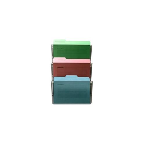 OIC Wall Mountable Space-Saving Files - 14.5" Height x 13" Width x 4.1" Depth - Smoke - Plastic - 3 / Box