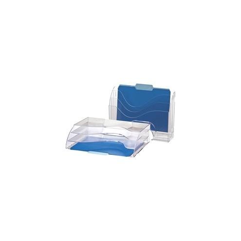 OIC Clear Wave 2-way Desktop Organizer - 3 Compartment(s) - 3 Tier(s) - 11.3" Height x 13" Width x 3.6" Depth - Desktop - Clear - Plastic - 1Each