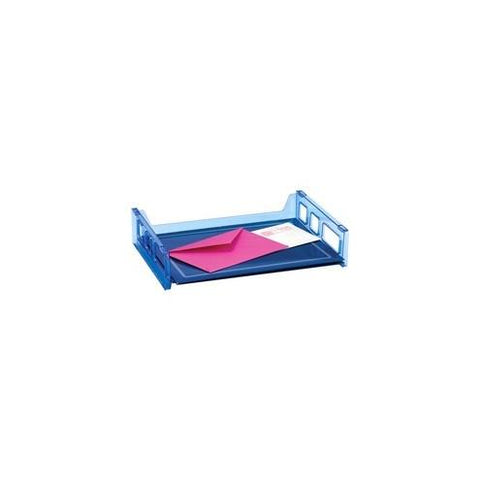 OIC Blue Glacier Side Load Letter Tray, Transparent Blue - 9 Compartment(s) - 2.8" Height x 13.2" Width x 9" Depth - Desktop - Transparent Blue - 1Each