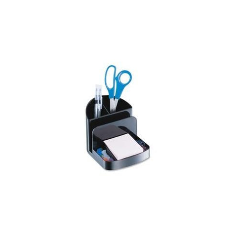 OIC Recycled Deluxe Desk Organizer - 5 Compartment(s) - 5" Height x 5.4" Width x 6.8" Depth - Desktop - Recycled - Black - Plastic - 1Each