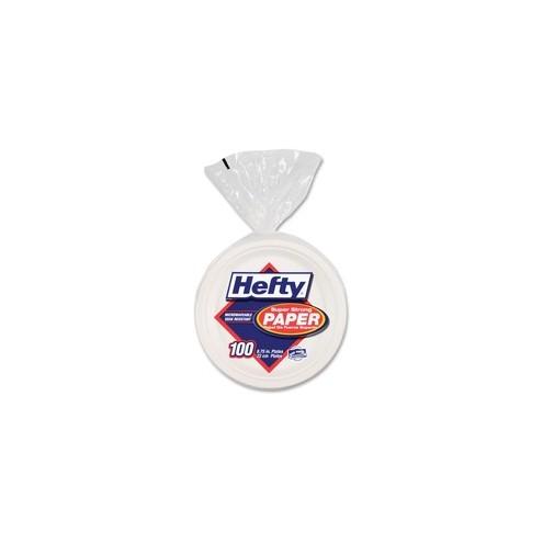 Hefty Super Strong Paper Plates - 8.75" Diameter Plate - Paper Plate - Disposable - Microwave Safe - 100 Piece(s) / Pack