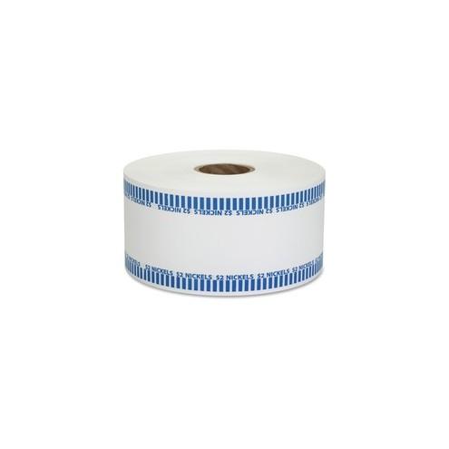 PAP-R Color-coded Coin Machine Wrappers - 1000 ft Length - 1900 Wrap(s)Total $2.00 in 40 Coins of 5¢ Denomination - 15 lb Paper Weight - Kraft - Blue, White