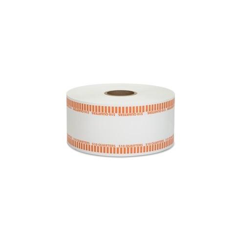 PAP-R Color-coded Coin Machine Wrappers - 1000 ft Length - 1900 Wrap(s)Total $10 in 40 Coins of 25¢ Denomination - 15 lb Paper Weight - Kraft - Orange, White