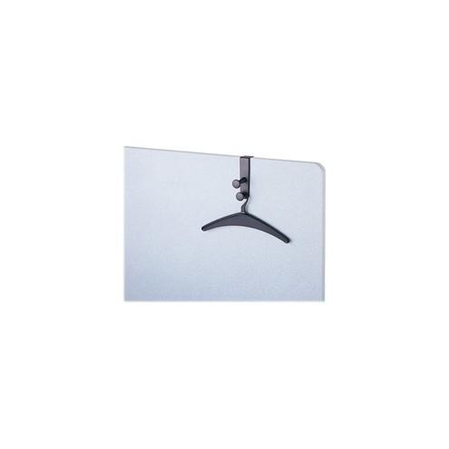 Quartet Double-Post Over-the-Panel Hook - 2 Hooks - 2 Hangers - 6.88" Size - for Garment, Coat, Bag, Office - Metal - Black - 1 Each