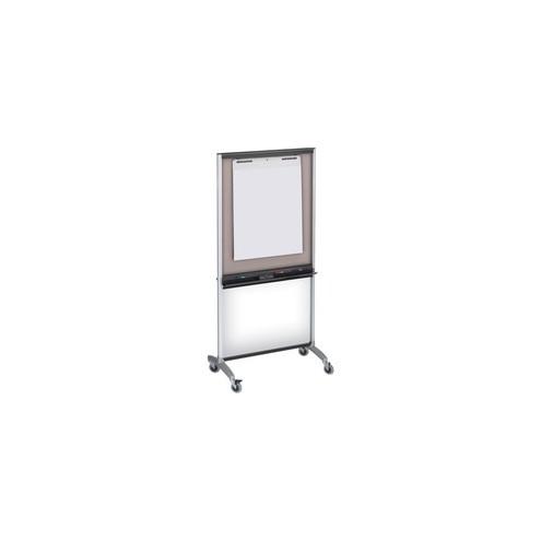 Quartet 3-In-1 Total Erase Whiteboard Easel - 33" (2.8 ft) Width x 39" (3.3 ft) Height - White Metal Surface - Silver Frame - 1 Each