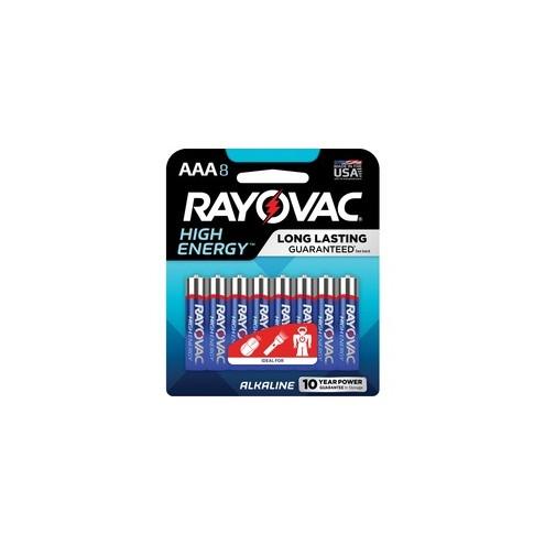 Rayovac Alkaline AAA Batteries - For Remote Control, Portable Electronics, Toy, Flashlight, Multipurpose - AAA - Alkaline - 8 / Pack
