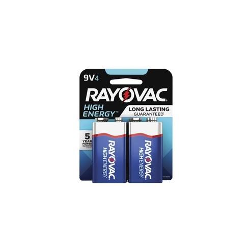 Rayovac Alkaline 9 Volt Battery - For Multipurpose - 9 V DC - Alkaline - 4 / Pack
