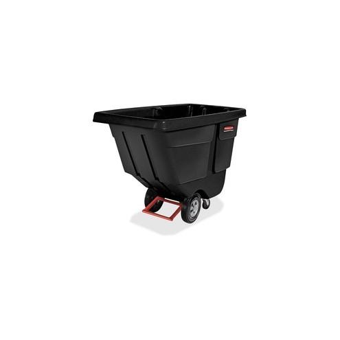 Rubbermaid Commercial Rotomolded Utility Tilt Truck - 450 lb Capacity - Plastic - x 57.4" Width x 57.4" Depth x 26.9" Height - Steel Frame - Black - 1 Carton
