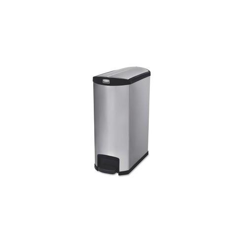Rubbermaid Commercial Slim Jim 24G End Step Container - 24 gal Capacity - 32.8" Height x 13.1" Width - Stainless Steel, Poly - Black