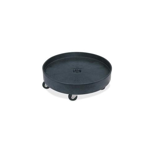 Rubbermaid Commercial Universal Drum Dolly - 5 Casters - Plastic - Black - 1 Each